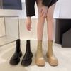 Зимние ботинки для женщин 2024 Повседневные теплые в зарубежном стиле Женские короткие ботинки на платформе с круглым носком ПУ Женские рыцарские ботинки