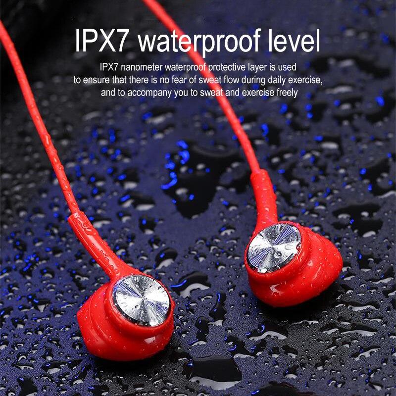 New Hanging Neck Wireless Bluetooth Earphones Magnetic Stereo Sports Headset IPX7 Waterproof Wireless Earphones with Mic for Smartphones