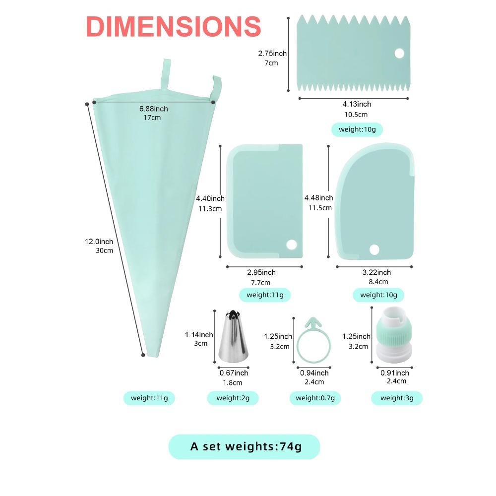 15PCS Stainless Steel Decorative Nozzle Set Plastic Scraper Flower Bag Cream Spatula Reusable Household Kitchen Baking Tools