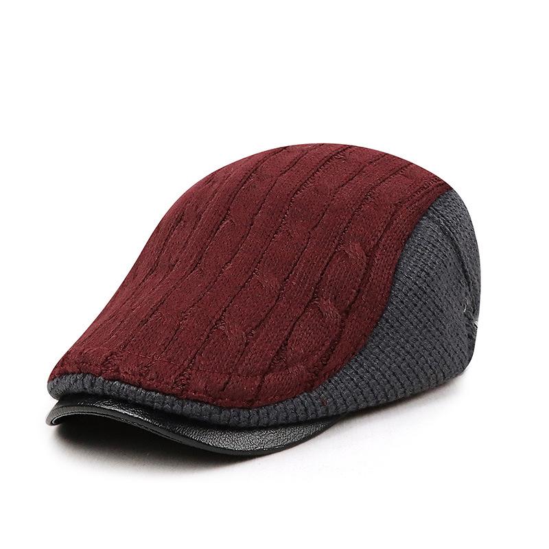 Men's casual baseball caps, berets for middle-aged and elderly men: warm knitted caps for autumn and winter