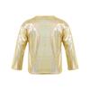 Unisex Kids Metallic Bronzing Cloth Tshirt Long Sleeve Loose Fit Round Neck Top for Parties Performances