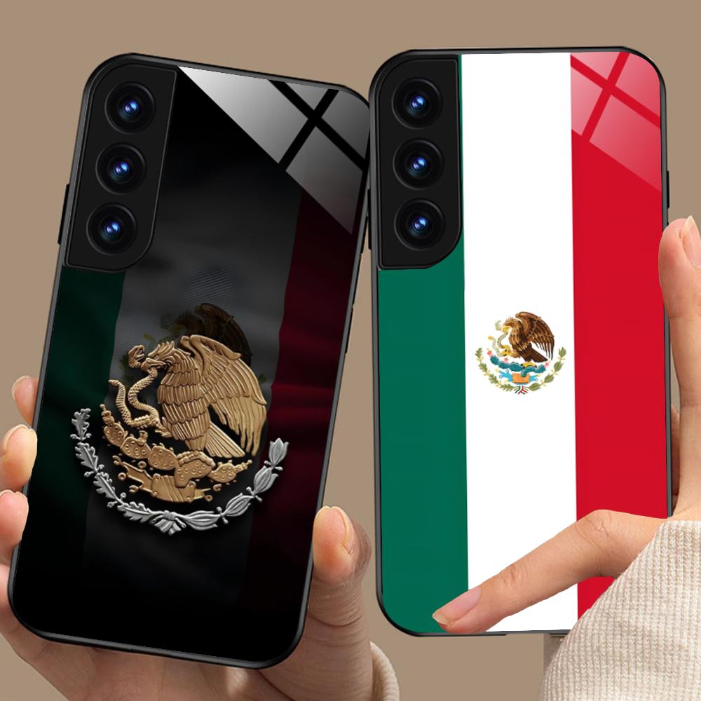 Mexico Flag Mobile Cell Phone Case for Samsung Galaxy S26 S25 S24 S23 S22 S21 S20 Note20 Plus FE Ultra Glass Colorful Cover