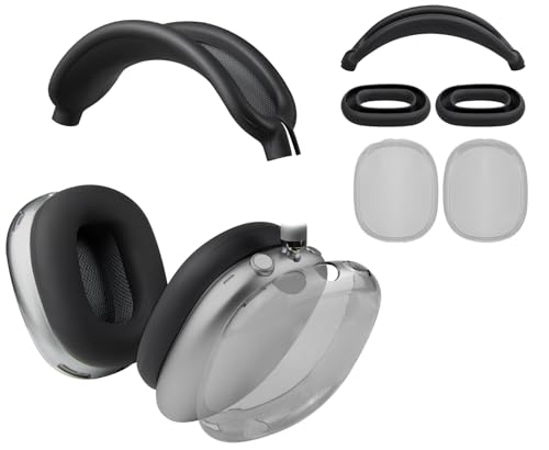 Защитные аксессуары SOULWIT для AirPods Max: Чехол из ТПУ + Чехол для оголовья + Чехол для амбушюр, Многофункциональный защитный комплект, Устойчивый к царапинам, Потоотделение-Р