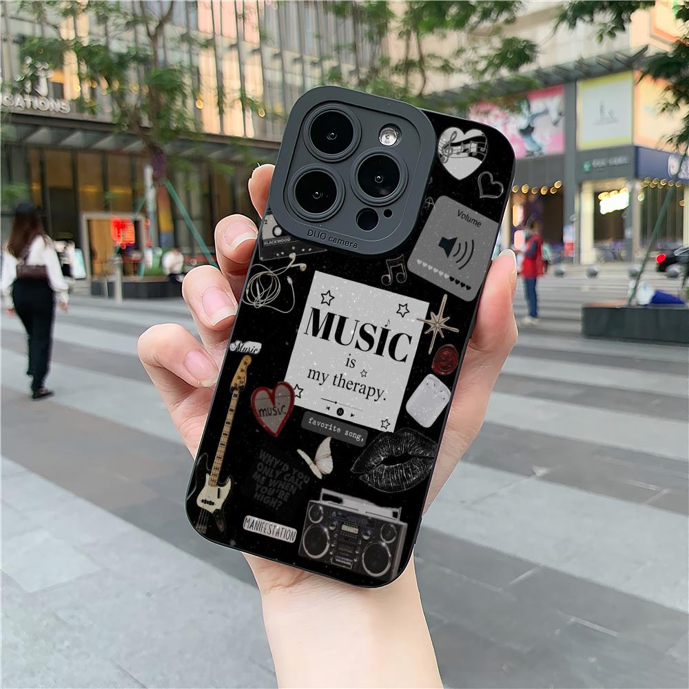 Чехол для телефона с музыкальной тематикой, подходит для iPhone 17 16 15 14 13 12 11 Pro/Max/Plus, противоударная задняя крышка
