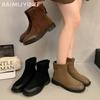 Suede Chunky Woman Ankle Boots Designer Fashion Casual Walking Shoes 2024 Winter New Trend Cozy Dress Eleglant Goth Botas Mujer