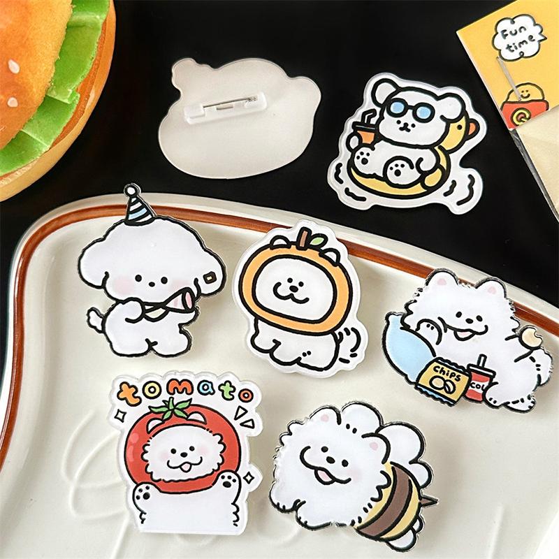 3 шт. Милая простая универсальная акриловая брошь, высококачественная брошь в виде щенка, мультяшный брелок для сумки, украшения, одежда, аксессуары, подарки