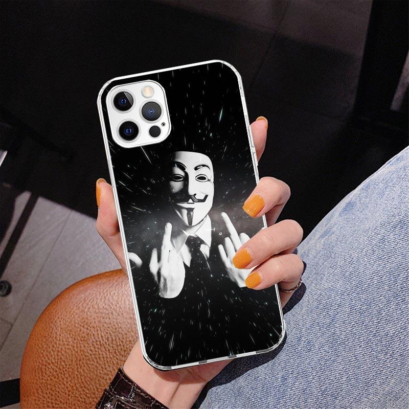 Анонимная маска V Чехол для телефона для iPhone 17 Air 16 Pro Max 16E 15 + 14 Plus 11 12 13 Mini 7 8 SE Подарок Печатная крышка Fundas 17 Air 16