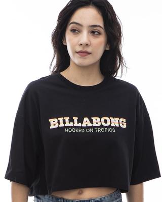 Укороченная футболка Billabong Modern EMB Logo, женская, черная