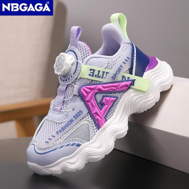 Детская мода с поворотной пряжкой, противоскользящие повседневные кроссовки, дышащая сетка, прогулочная обувь для мальчиков и девочек, спортивная обувь для тенниса на открытом воздухе