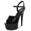 High Heels Stiletto Sexy Black Waterproof Platform 15cm Super High Heel Sandals for Women Summer