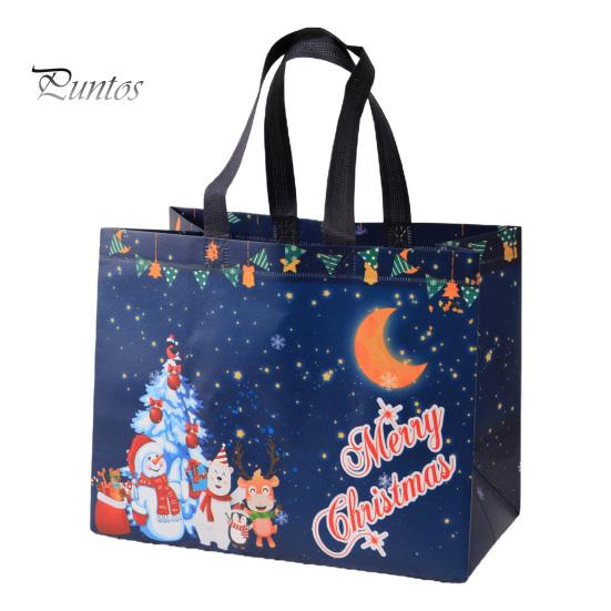Рождественский подарочный пакет Санта-Клаус Снеговик Дизайн большой емкости с двойной ручкой из нетканого материала Подарочная упаковка для конфет