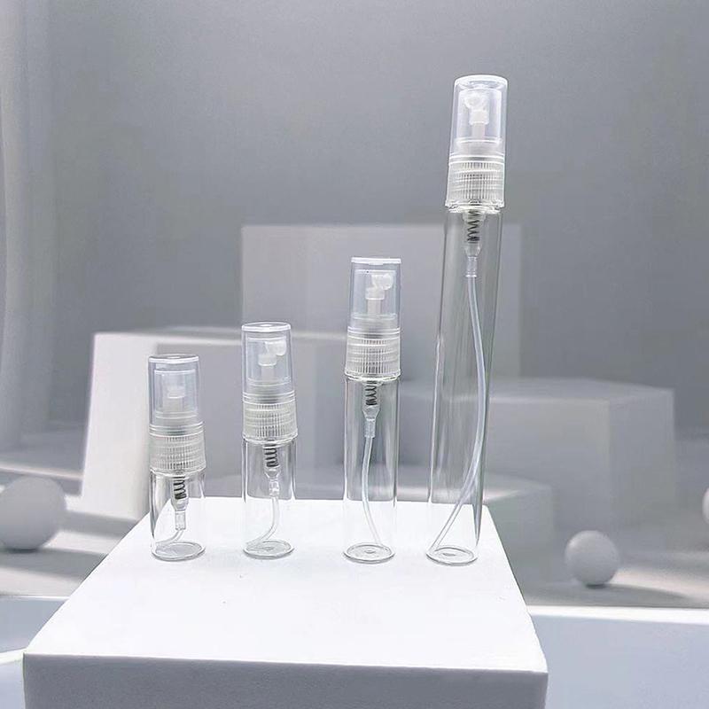 Прозрачный мини-стеклянный флакон для духов, пустая косметическая бутылка, пробирка для образца, тонкие стеклянные флаконы 2 мл, 3 мл, 5 мл, 10 мл