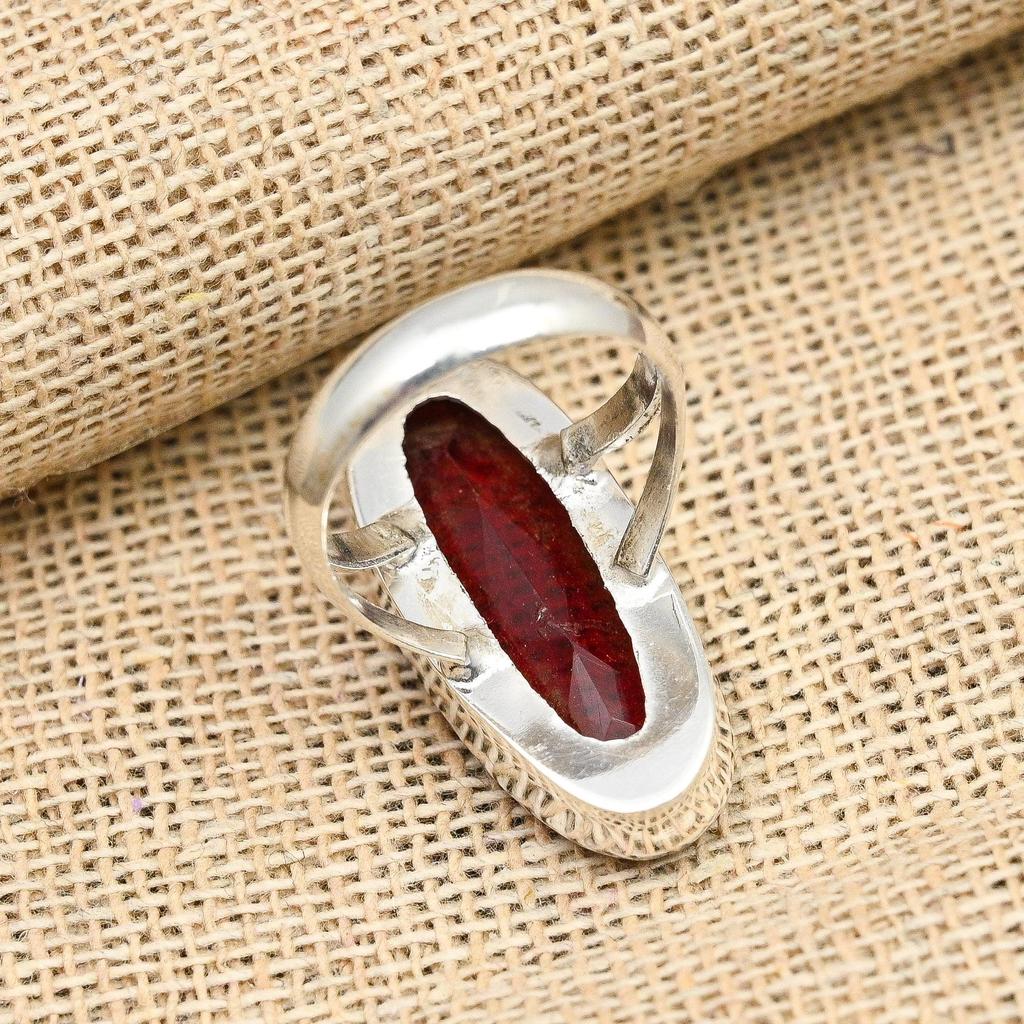 Кольцо из стерлингового серебра 925 пробы с красным гранатом ручной работы для нее