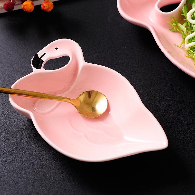 Посуда с розовым фламинго, десертная керамическая салатница, креативная тарелка для завтрака, западная тарелка, 1-2 шт. в наличии