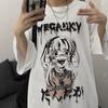 Готический принт Женская футболка Harajuku Летняя хлопковая футболка Гранж Футболка Топ Панк Пастельная одежда Аниме Одежда Винтажный панк
