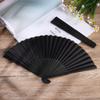 8.27"(21cm) Black Silk Folding Fan Chinese Style Hand Held Bamboo Fans Ribs Home Party Decoration Dance Props Desktop Ornament