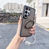 Drop-proof Magnetic Bracket Case for Samsung Galaxy S26 S25 S24 S23 S22 Ultra with Lanyard Magsafe Frosted Military-Grade Cover