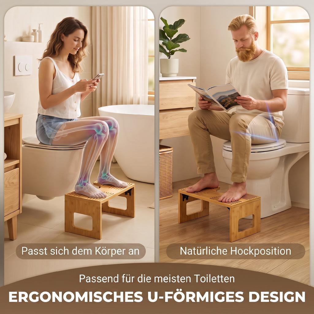 Foldable Bamboo Toilet Stool Bathroom Stool Non Slip Potty Stool For Adults Home Oak