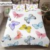 Комплект постельного белья с изображением бабочек, двойной размер, красочный узор в виде летящих бабочек, комплект постельного белья для детей, дышащий мягкий пододеяльник из микрофибры