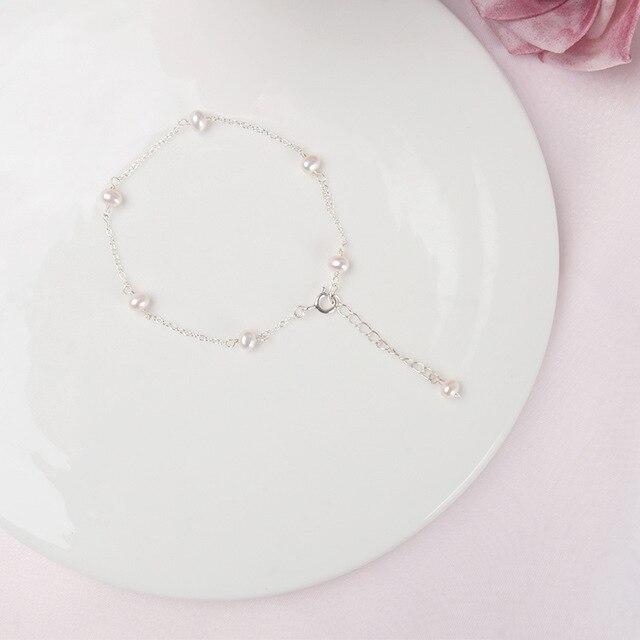 Real 925 Sterling Silver Chain Bracelet for Girls Women 4-5mm Mini Natural Freshwater Pearls Jewelry Gift Wholesale