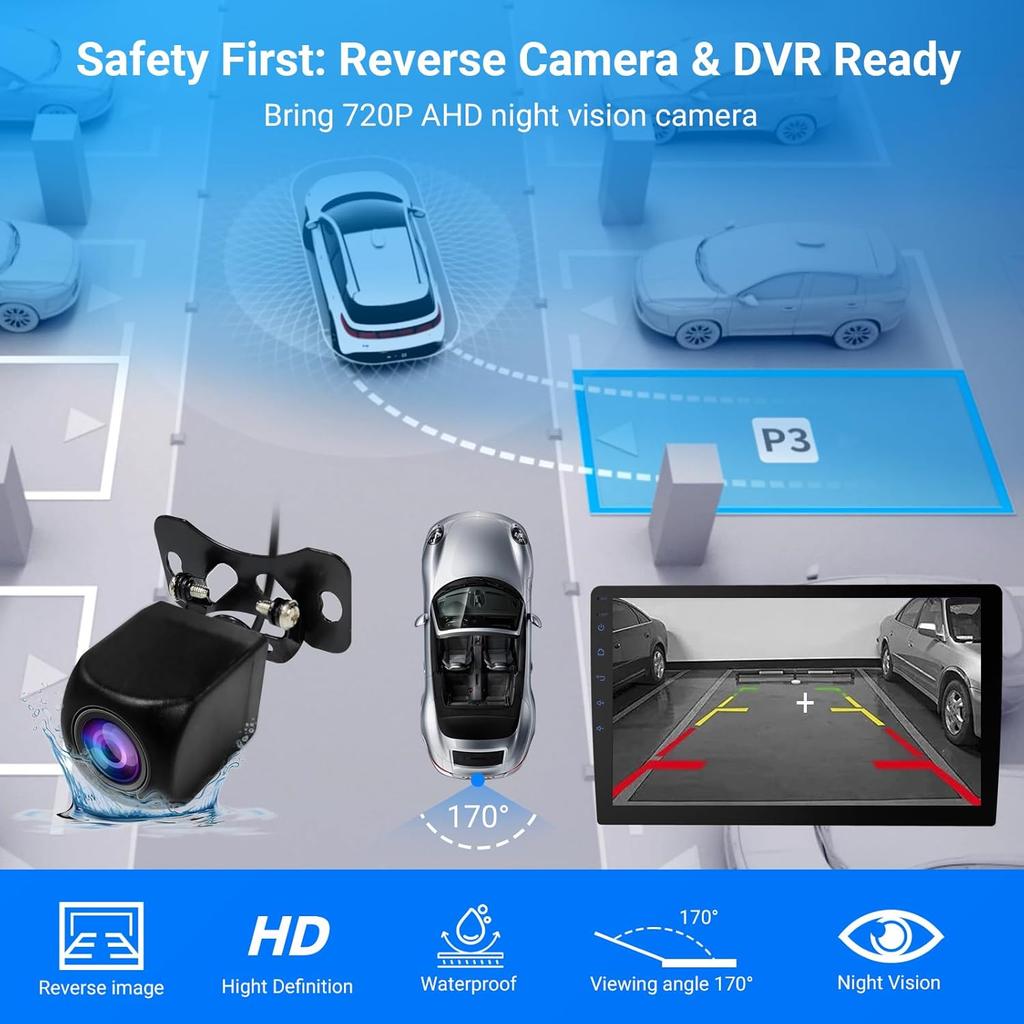 7-дюймовая HD автомагнитола Double Din с CarPlay, Android Auto, Bluetooth, GPS, камерой заднего вида, 2+64 ГБ, голосовым управлением