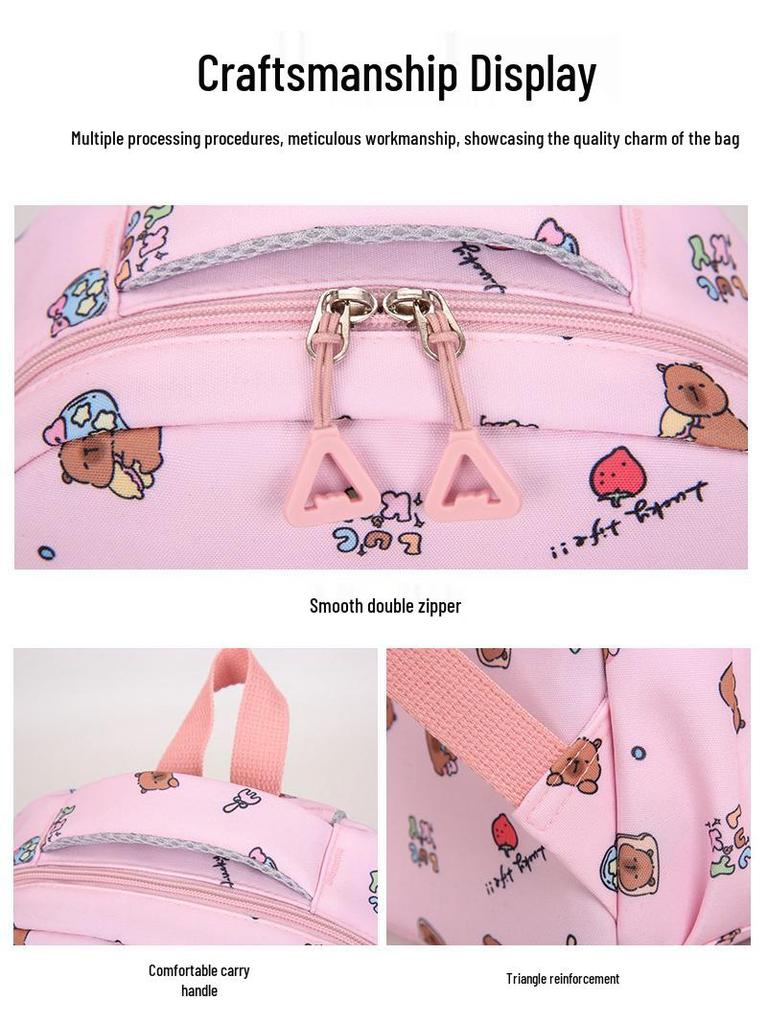 Capybara Kids' 3-Piece Set: Large Backpack & Crossbody for Ages 6-12