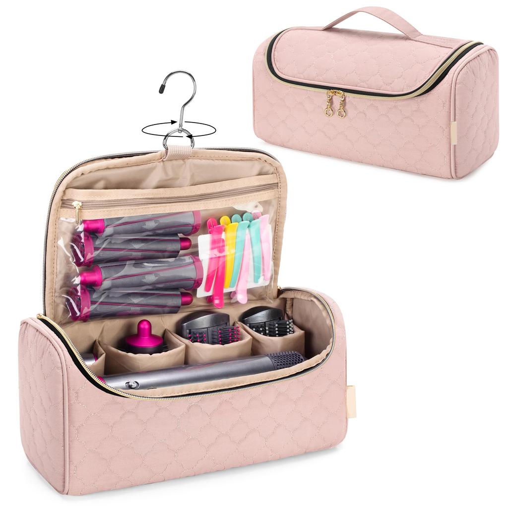 Travel Case Compatible for Dyson Airwrap Multi-Styler All Models and Attachments, Portable Storage Bag with Hanging Hook Black