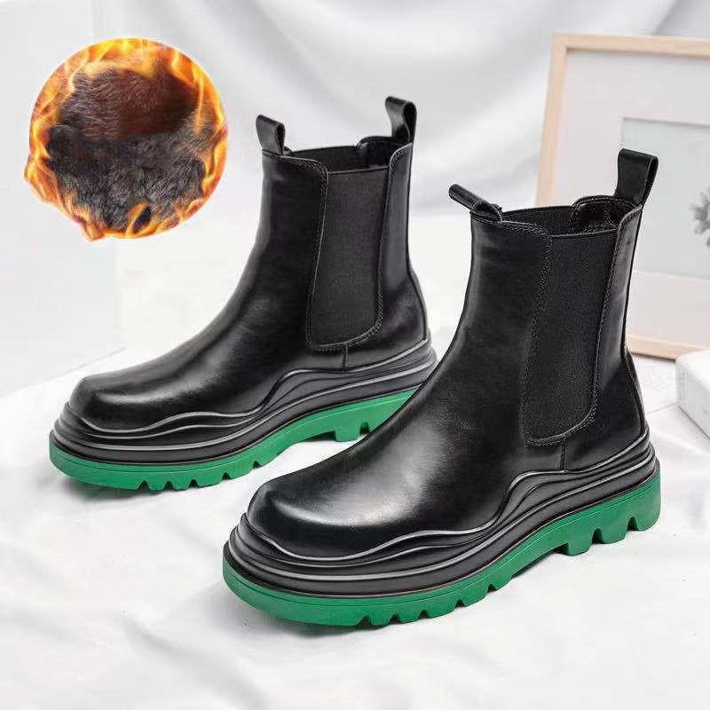 Модные мужские повседневные ботинки челси осенне-зимняя обувь ковбойские оригинальные кожаные ботинки для вечеринок и банкетов на платформе массивные ботинки на щиколотку мужские