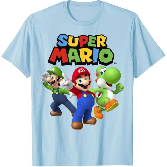 Super Mario Luigi Mario and Yoshi Group Shot T-Shirt
