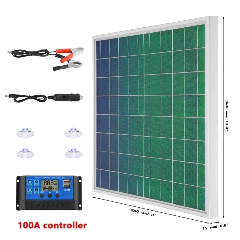 300 Вт солнечная панель 10A-100A контроллер набор 18 В ETFE гибкие монокристаллические солнечные батареи пластинчатая система аккумуляторная батарея аварийное питание