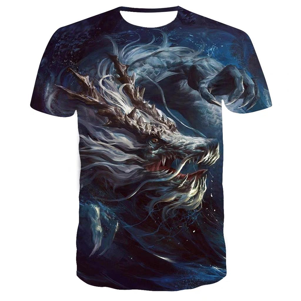 Летние модные крутые футболки с рисунком китайского дракона для мужчин, трендовые повседневные красивые уличные топы с круглым вырезом и короткими рукавами с принтом