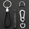 1PC Fashion Car Keychains Rope Card Keyring Anti-lost Phone Number Leather Bradied Rope Vehicles