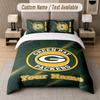Custom Bedding Set Green Bay Packers Pattern, Print Name Text 1 Duvet Cover plus 2 Pillowcases Home Textile