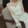 Винтажные свадебные перчатки ручной работы с кружевной отделкой, длинные, атласные, разные стили, белый атлас, французские перчатки, свадебная вечеринка