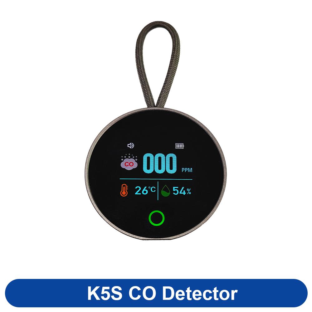 FMAi K5 Carbon Monoxide Detector Accurate detection LED Screen Portable Travel Rechargeable CO and CO2 Detector with alarm sound