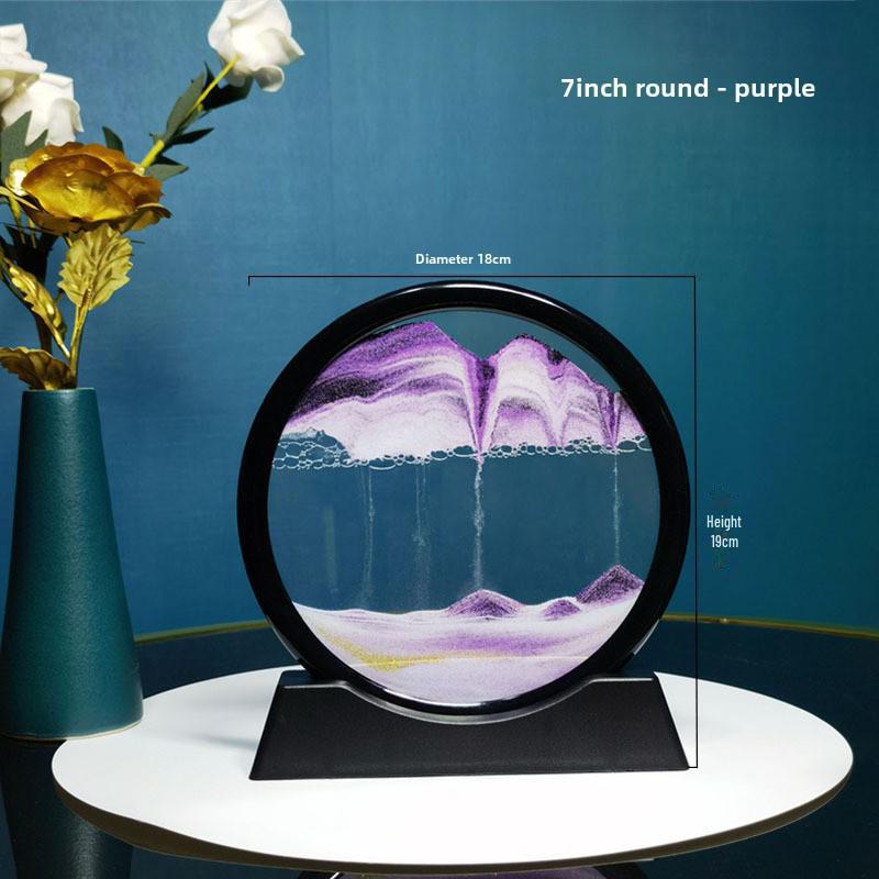 Creative 3D Quicksand Painting Round Glass Craft Hourglass - Unique Desktop Ornament Gift