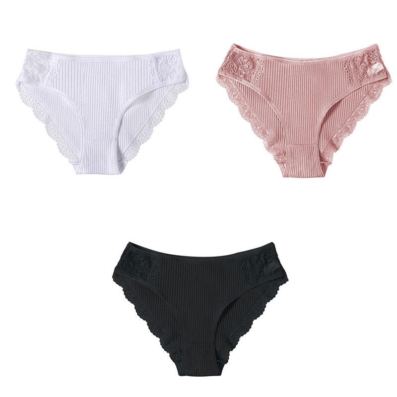 M-XXL, комплект из 3 шт., женские хлопковые трусики, кружевные трусы с цветочным принтом, нижнее белье, удобные трусики для женщин, сексуальное нижнее белье с низкой посадкой