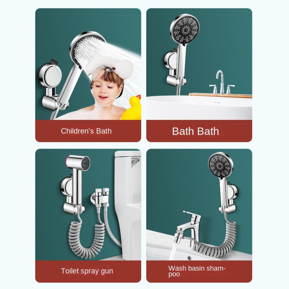2pcs Unique Horizontal Setting Suction Cup Handheld Shower Head Holder Large Shower Head Supports Relocatable Wall Mounted
