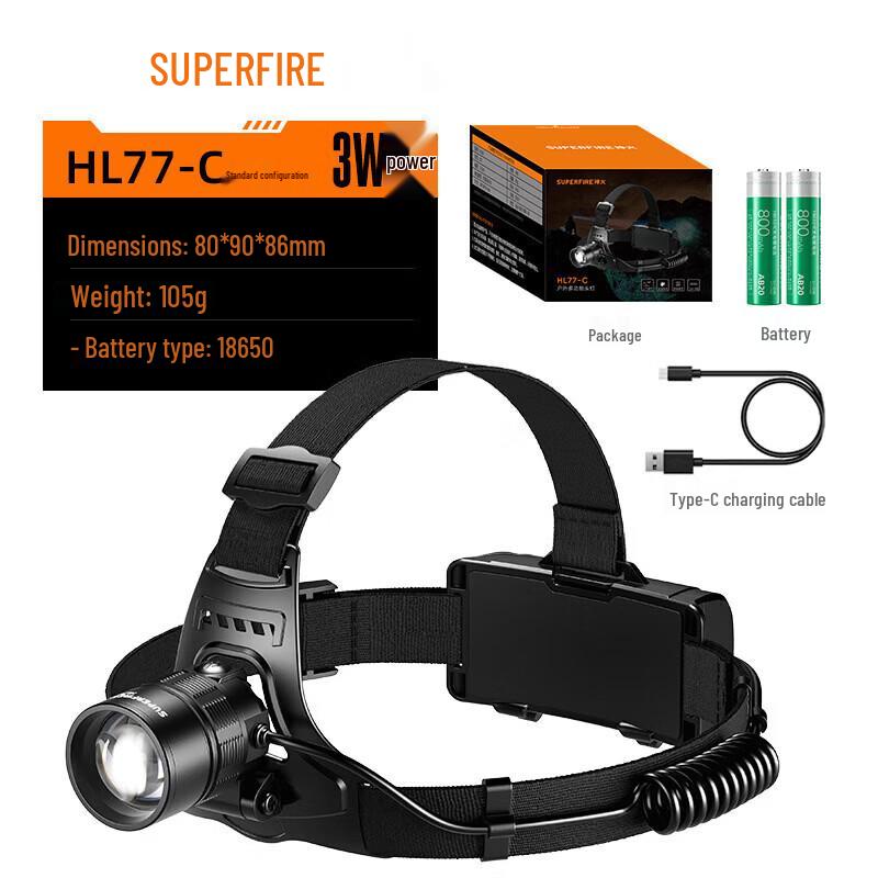 SupFire HL77-C Rechargeable Outdoor Zoom Headlamp