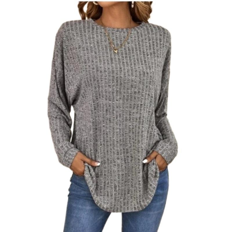 Вязаный свитер, удобный женский топ с длинным рукавом, повседневные рубашки