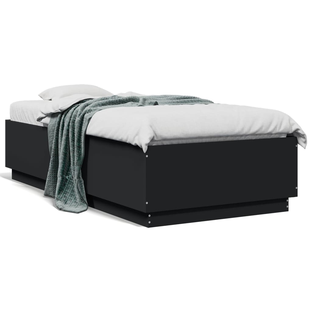 Bed Frame Black 75x190 cm Particleboard