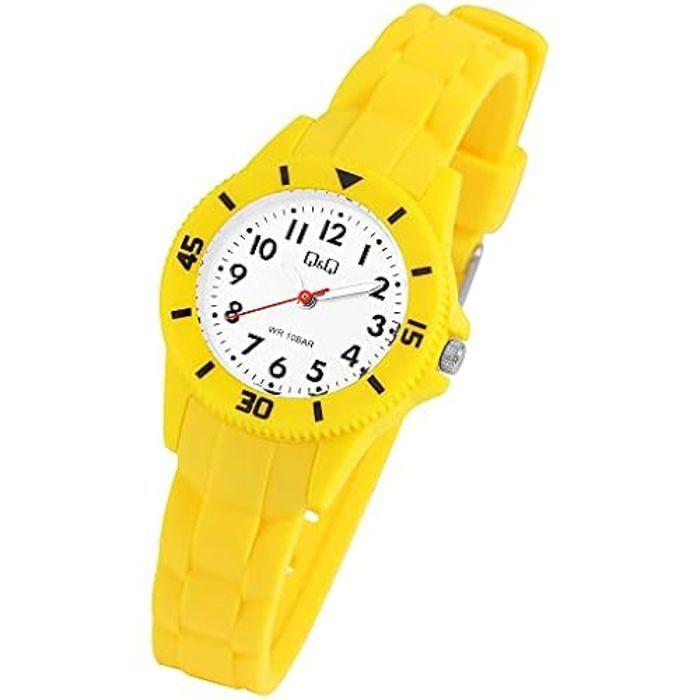 Montre enfant - Q&amp;Q - V26A-00XVY - Silicone jaune - Étanchéité 10 ATM - Cadran clair