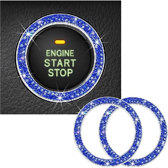 Блестящий кристалл с двойными стразами, декоративное кольцо для запуска двигателя автомобиля, сверкающая наклейка на кнопку запуска, ключ зажигания и; Ручка Кольцо Украшение, Bling