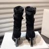 High Heels Ankle Boots Women Suede Pointe Toe Shoes Designer Party Shoes Woman 2025 Trend Fashion Goth Chelsea Pumps Botas Mujer