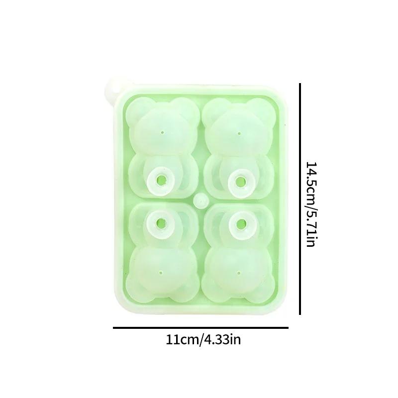 3D Bear Ice Cube Mold Four Grid Silicone Cartoon Bear Candle Mold Diy Handmade Soap Plaster Ice Cube Maker Party Wedding Mold