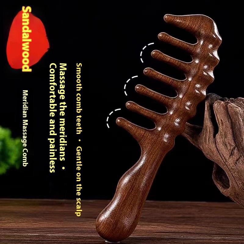 Деревянная расческа с длинной ручкой и широкими зубьями для завивки волос и укладки волнами. Профессиональный салонный инструмент для черных волос и париков.