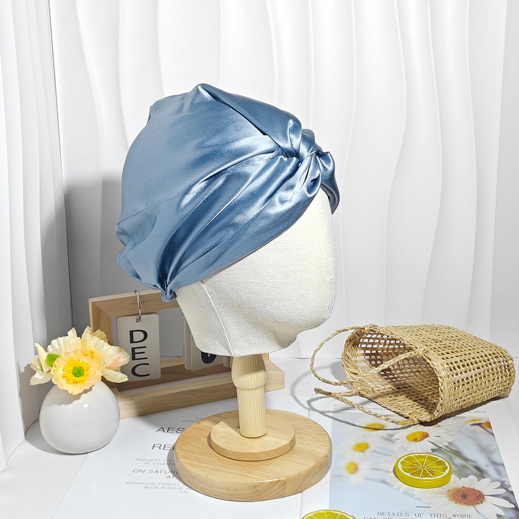 Custom Logo Sleeping Super Soft 19mm 100% Mulberry Silk Hair Bonnet Double Layer Daily Use All Seasons Fashion Bonnet