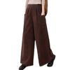 Women Corduroy Wide Leg Pants Solid Retro Long Trousers Female Loose Brown