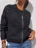 2025 European & American Women's Casual Fashion Hollow Knit Zipper Jacket