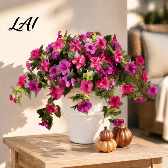 Maintenance Free Floral Arrangements Artificial Petunia Flowers for Outdoors Fake Outdoor Planters UV Resistant Petunias Weatherproof Flower